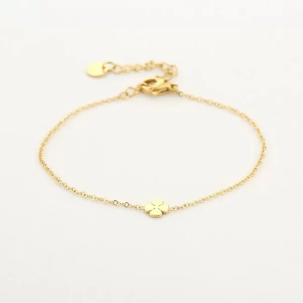 Armbandje goud klavertje vier